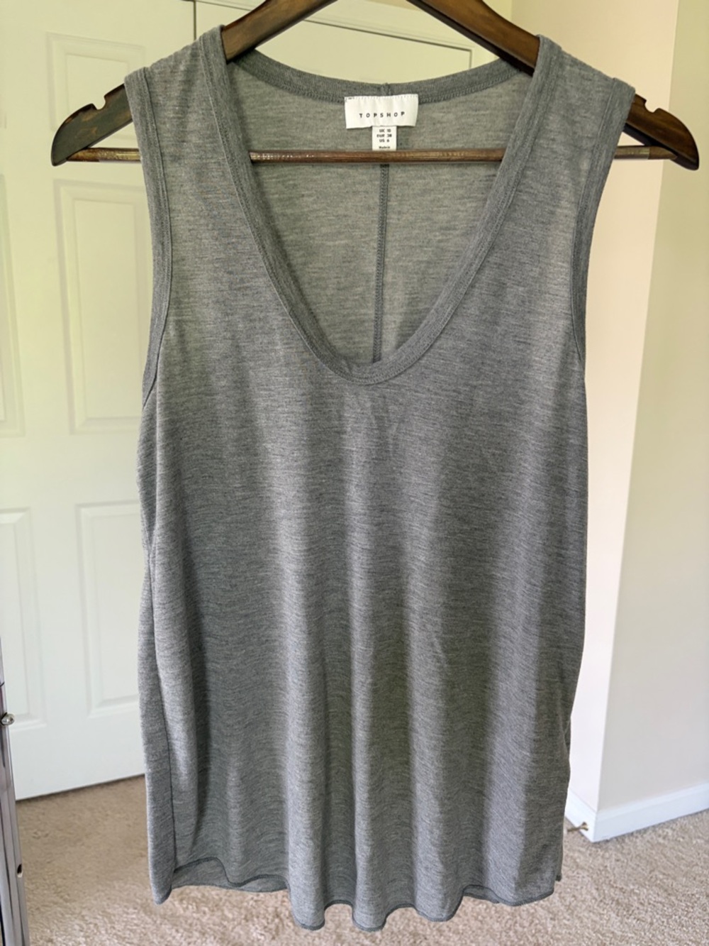 Topshop Gray Scoop V-Neck Tank